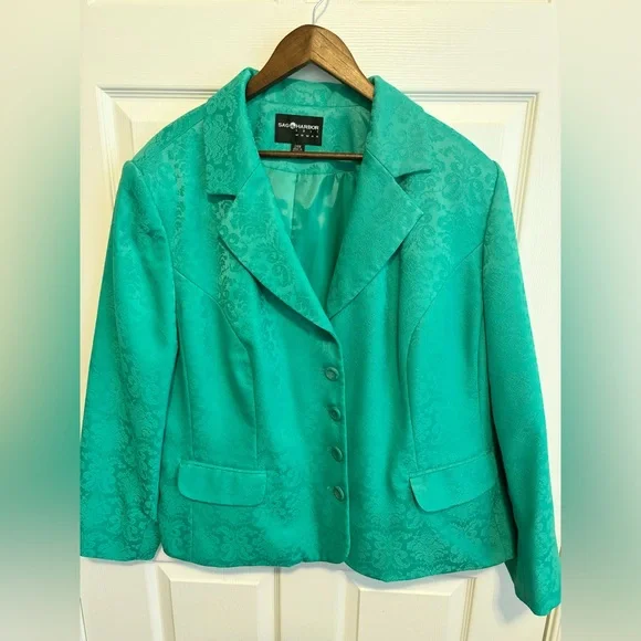 SAG HARBOR AQUA GREEN 5 BUTTON LINED LONG SLEEVES TWO FRONT POCKETS PLUS 24 W - Picture 3 of 13